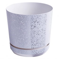 Macetero redondo "Dekor" - 26 cm - mármol blanco - 