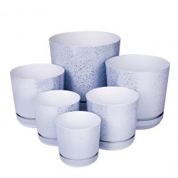 Macetero redondo "Dekor" - 26 cm - mármol blanco - 
