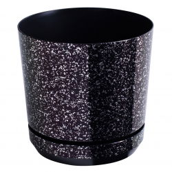 Kerek növényi cserép "Dekor" - 21 cm - fekete márvány - 