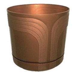 Rund kruka "Korado" - 26 cm - metallbrun - 