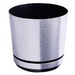 Macetero redondo "Dekor" - 26 cm - plata mate - 