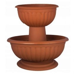 Fioriera a due livelli per effetto pianta a cascata - Gracja - terracotta - 