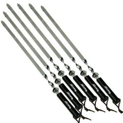 Espetos de aço inoxidável com cabos de madeira - 60 cm - 4 unidades - 