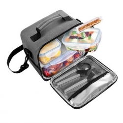 Isolierte Tasche mit drei Behältern - FRESHBOX - Anthrazitgrau - 
