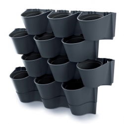 Fali edények kaszkádos növénytermesztéshez - függőleges kert - Cascade Wall - antracitszürke - 