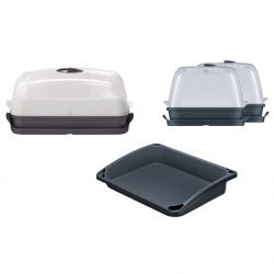 Plant home growing set - gardening tray + mini greenhouse + two small mini greenhouses - anthracite gray