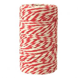 Wit-rood katoenen touw - 100g/70 meter - 