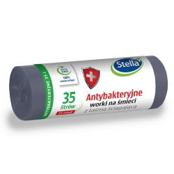 Saci cu coș de praf cu șnur ANTIBACTERIAL - 35 litri - 15 buc - 