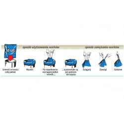 Genți de gunoi albastru cu sac în sac, 60 litri - 10 buc - 