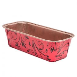Matriță pentru tort de hârtie dreptunghiulară „Plumpy” - 19,9 x 7,3 x 6,2 cm - roșu cu o amprentă - 6 buc - 