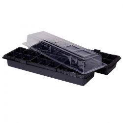 Mini-estufa preta de 47 x 15 cm com 18 vasos + uma GRÁTIS - 