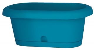 "Lotos" balcony box with a tray - 60 cm - turquoise