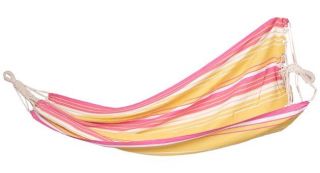 Canvas hammock - 200 x 100 cm - tanpa postingan pendukung, dengan kasing kanvas yang praktis - kuning-merah muda - 