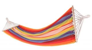 Kanvas buaian - 200 x 100 cm - dengan jawatan sokongan kayu - warna pelangi - 