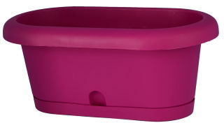 Caja de balcón "Lotos" con platillo y soporte de barandilla de metal - 40 cm - morado azul - 