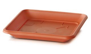 "Terra"outdoor square planter saucer - 14 cm - terracotta-coloured