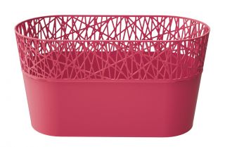 Langer Blumentopf mit Spitze - 28,5 x 13,5 cm - Stadt - Himbeere - 