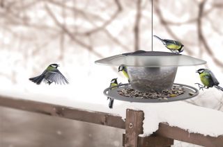 Pole mounted bird table / feeding tray Birdyfeed Round - anthracite-grey