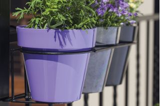 Cesto triplo "Ibiza" in metallo + set di tre contenitori rotondi per vasi - 16 cm - mirtillo-viola - 