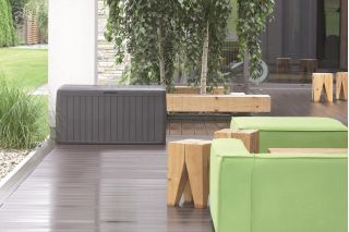 Truhe für Garten, Balkon oder Terrasse - "Boxe Board" - 290 Liter - umber - 