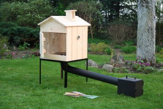 Wooden garden smoker - 50 x 50 x 50 cm - raw wood - SMOKING  KIT