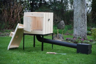 Wooden garden smoker - 50 x 50 x 50 cm - raw wood - SMOKING  KIT