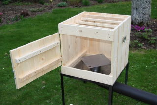 Wooden garden smoker - 50 x 50 x 50 cm - raw wood - SMOKING  KIT