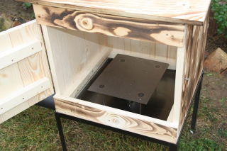 Ahumador de jardín de madera - 50 x 50 x 60 cm - leña carbonizada - sin horno - KIT DE FUMAR - 