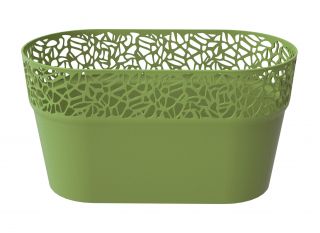 Ilgas gėlių vazonas su nėriniais - 27,5 x 14,5 cm - Naturo - alyvuogių - 