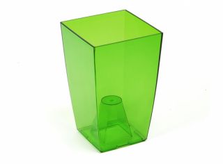 Vierkante bloempot - Finezja - 12,5 cm - Transparant groen - 