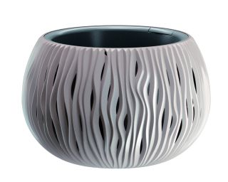 Vaso rotondo "Sandy Bowl" con inserto - 29 cm - marrone moka - 