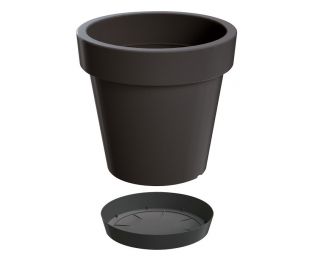 "Lofly" ümmargune kerge taimepott alustassiga - 20 cm - antratsiithall - 