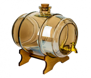 Barril para licores y otras bebidas espirituosas - "Zdrówko - Cheers" - hecho de vidrio de color ámbar - 2 litros - 