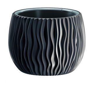 "Sandy Bowl" pot tanaman bundar dengan sisipan - 18 cm - antrasit abu-abu - 