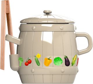 Stilvoller Tontopf mit Zange - 2 l - ideal zum Einlegen von Gurken und Kohl - 