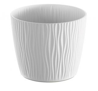 Runder Blumentopf "Sandy" - 11 cm - weiß - 