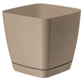 Bir daire ile "Toscana" kare bitki pot - 17 cm - bej (cafe latte) - 