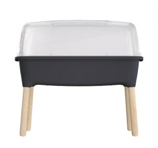 Home garden on wooden legs with a cover - the Respana Planter indoor mini greenhouse - 77 cm - anthracite grey