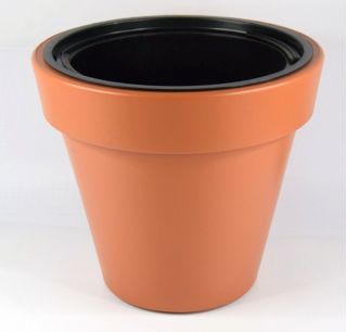 Ek parça ile "Ibiza" yuvarlak bitki pot - 30 cm - pişmiş toprak renkli - 