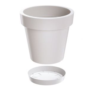 "Lofly" round lightweight plant pot with a saucer - 20 cm - white