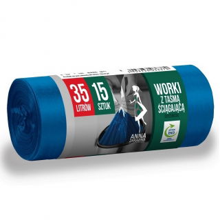 Modré sáčky na rychlé balení - EXTRASTRONG - 35 litrů - 15 ks - LDPE - 