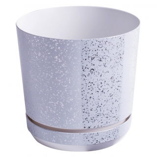 Runder Blumentopf "Dekor" - 26 cm - weißer Marmor - 