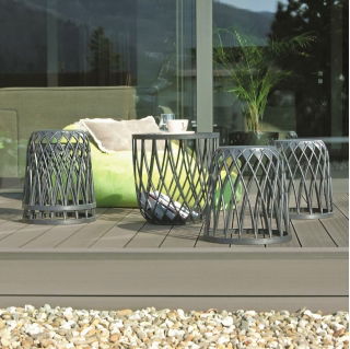 Conjunto de móveis multifuncionais para jardim / varanda - UNIQUBO SET - mesa com 4 lugares - cinza pedra - 