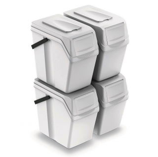 Set cestini per rifiuti - 4 x 25 litri - bianco - 