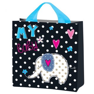 Bolso tote para la compra - Elefante bebé - 26 x 26 x 12 cm - 