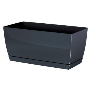 Téglalap alakú cserép csészealjjal - Coubi - 24 x 12 cm - grafit - 