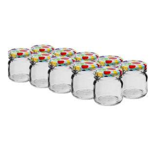 Små prydede 40-ml krukker med farverige låg - ø 43 mm - 10-delt sæt - 