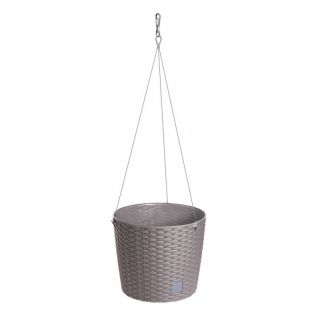 Runder Blumentopf "Rato Round" zum Aufhängen auf Edelstahldraht - 26 cm - mokka-braun - 