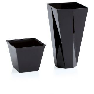 Vaso quadrato alto "Urbi Twist" - 14 cm - nero - 