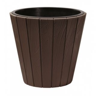 "Woode" rund växtpot med en insats - 30 cm - brun - 
